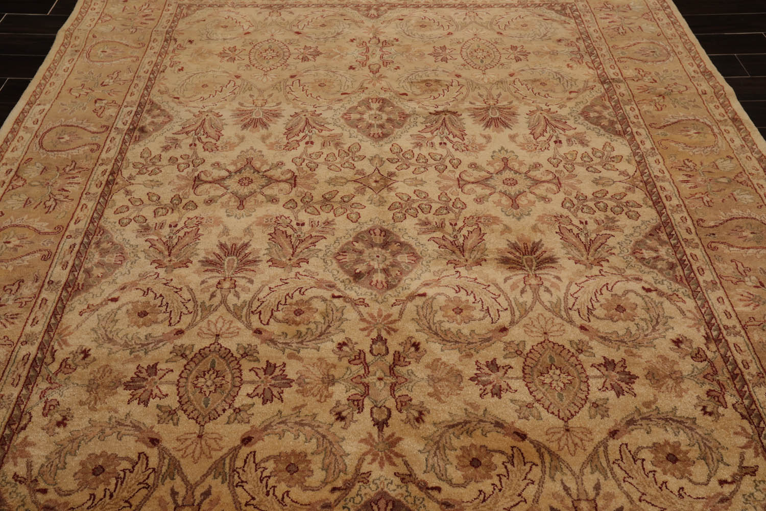 8x10 Beige, Tan, Rust Color Hand Knotted All-Over 100% Wool Traditional Oriental Rug