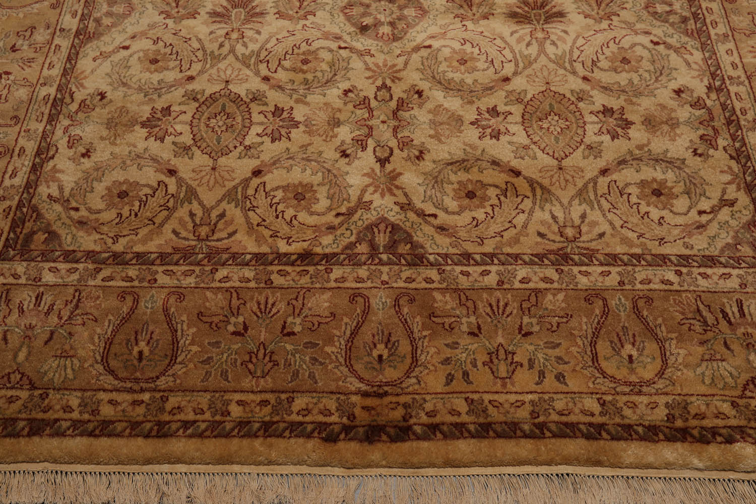 8x10 Beige, Tan, Rust Color Hand Knotted All-Over 100% Wool Traditional Oriental Rug