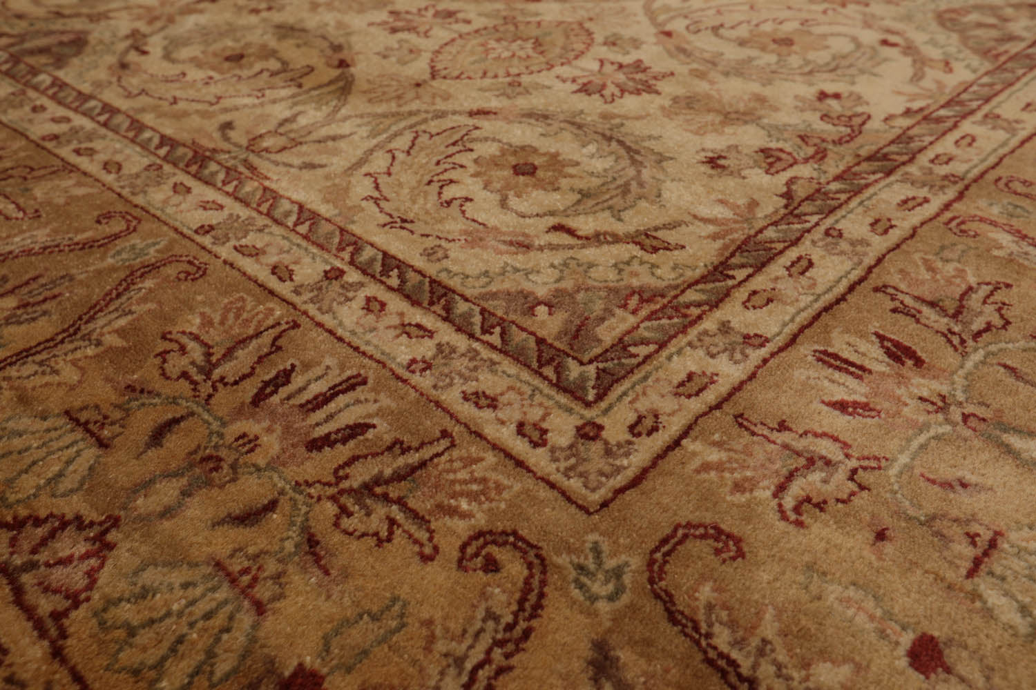 8x10 Beige, Tan, Rust Color Hand Knotted All-Over 100% Wool Traditional Oriental Rug