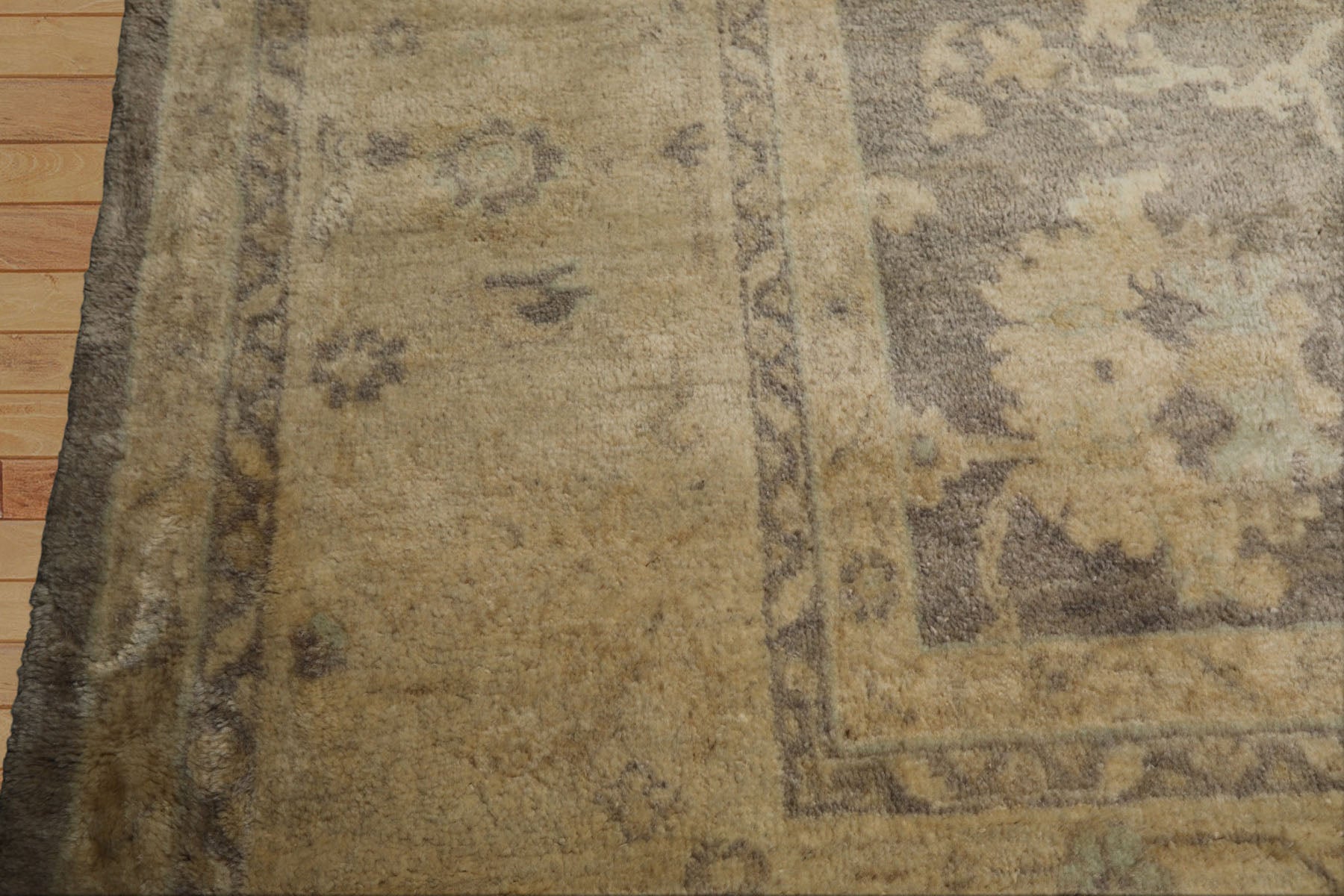 9x12 Gray, Ivory, taupe Color Hand Knotted Oushak New Zealand Wool Transitional Oriental Rug