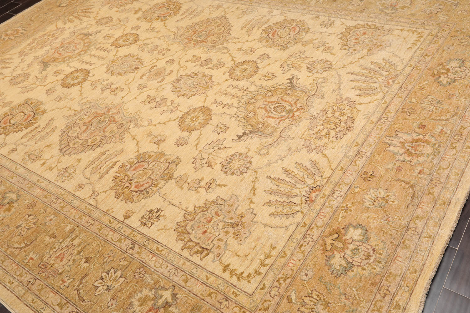 9x12 Beige, Caramel, Gold Color Hand Knotted All-Over 100% Wool Traditional Oriental Rug