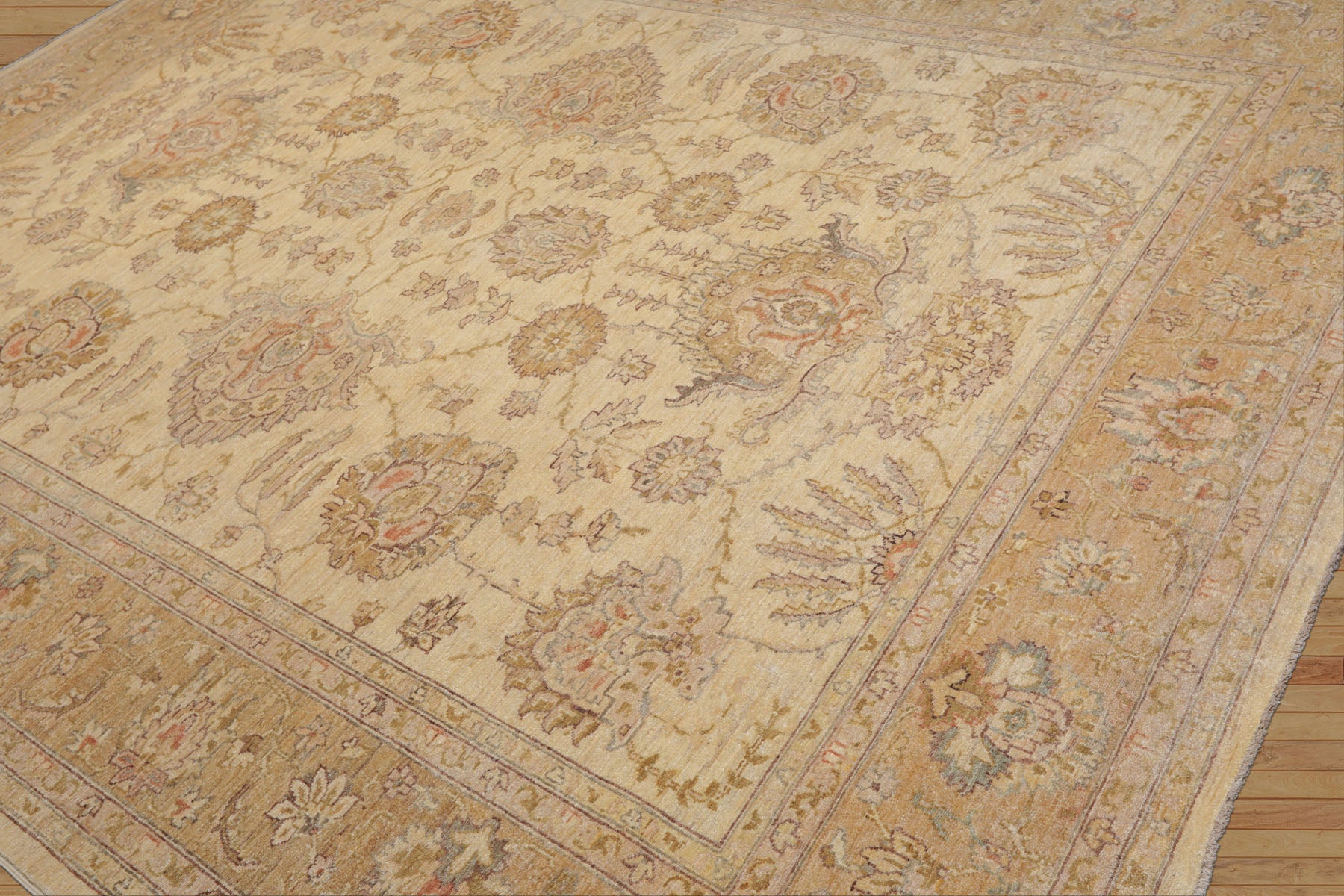 8'11'' x 11'6'' Hand Knotted 100% Wool Peshawar Oushak Oriental Area Rug Beige
