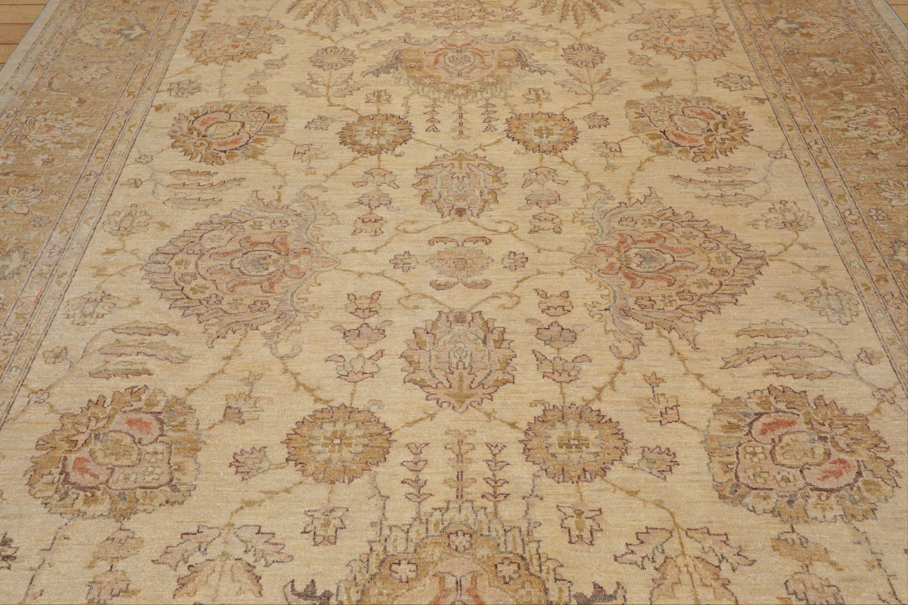 8'11'' x 11'6'' Hand Knotted 100% Wool Peshawar Oushak Oriental Area Rug Beige