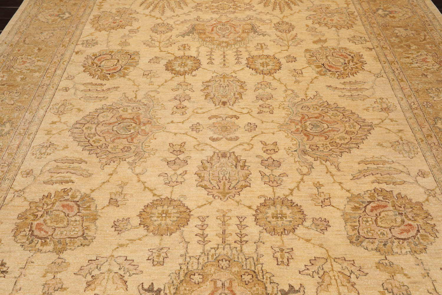 9x12 Beige, Caramel, Gold Color Hand Knotted All-Over 100% Wool Traditional Oriental Rug