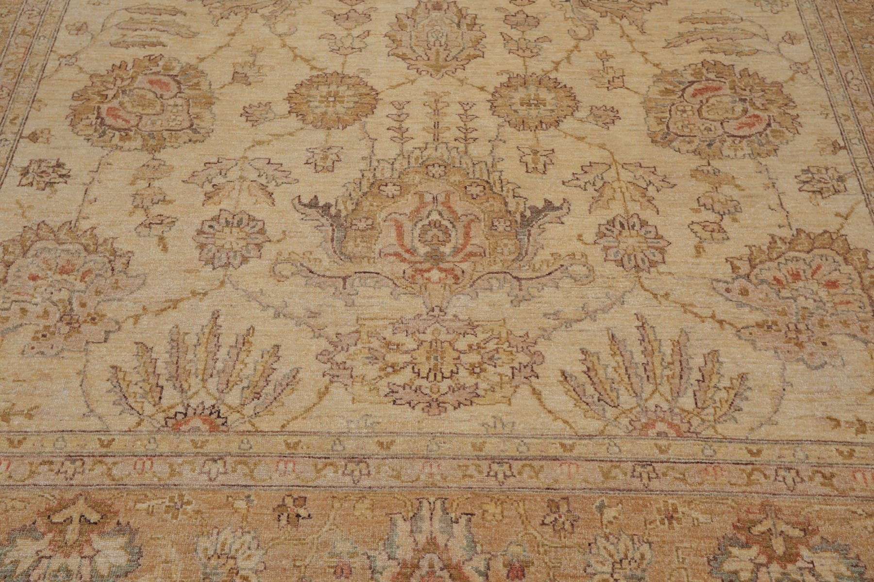8'11'' x 11'6'' Hand Knotted 100% Wool Peshawar Oushak Oriental Area Rug Beige