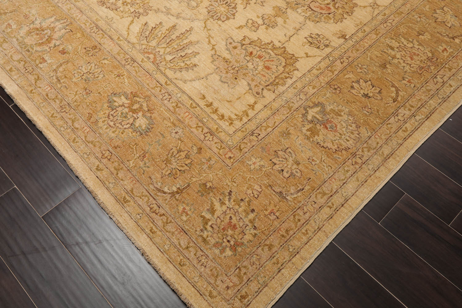 9x12 Beige, Caramel, Gold Color Hand Knotted All-Over 100% Wool Traditional Oriental Rug