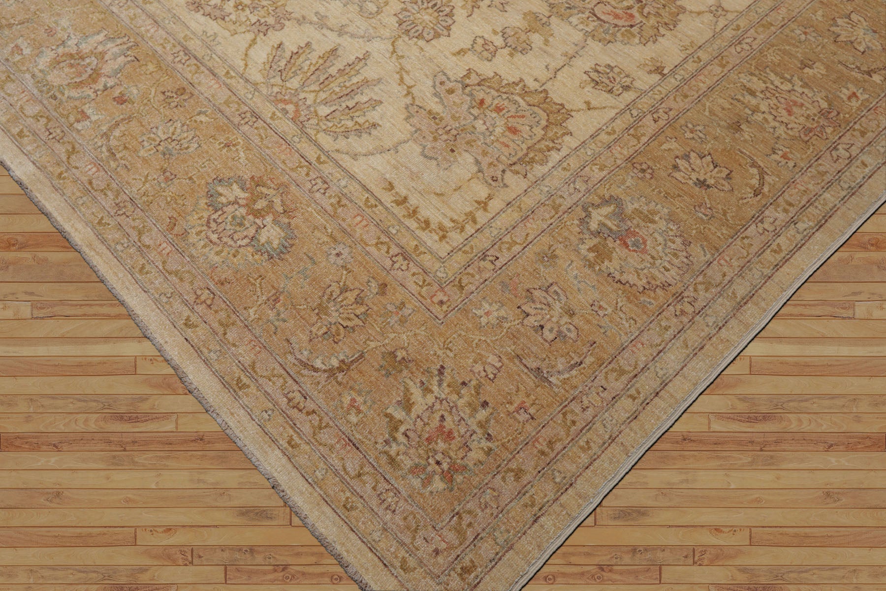 8'11'' x 11'6'' Hand Knotted 100% Wool Peshawar Oushak Oriental Area Rug Beige