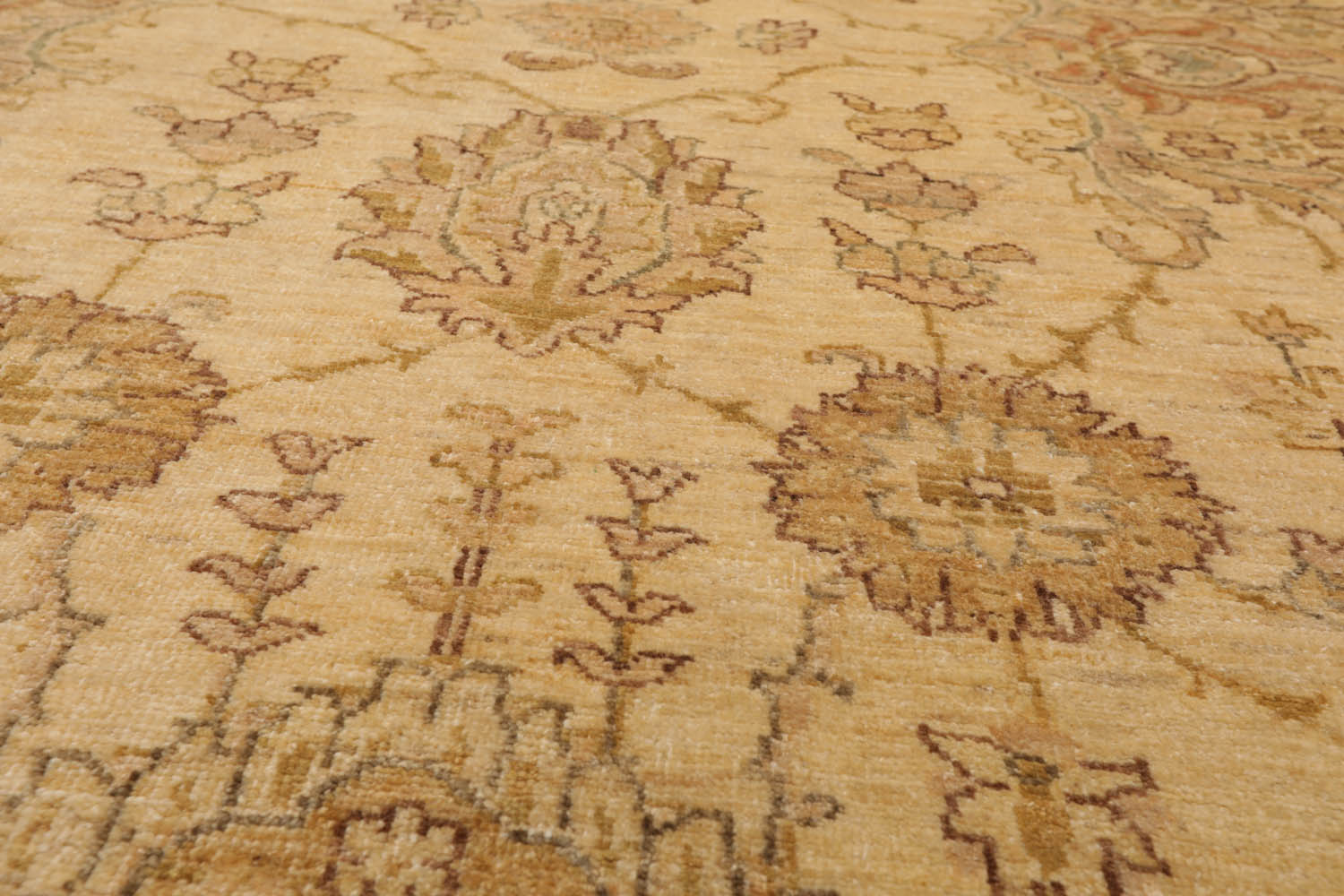 9x12 Beige, Caramel, Gold Color Hand Knotted All-Over 100% Wool Traditional Oriental Rug