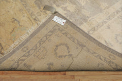 9x12 Gray, Ivory, taupe Color Hand Knotted Oushak New Zealand Wool Transitional Oriental Rug