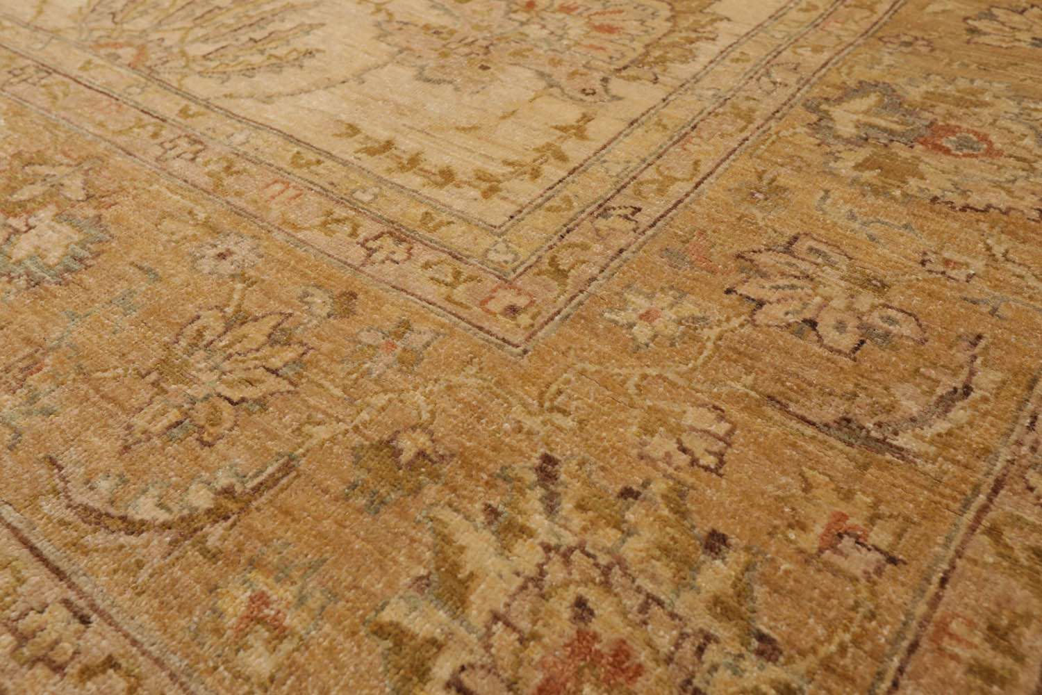 9x12 Beige, Caramel, Gold Color Hand Knotted All-Over 100% Wool Traditional Oriental Rug