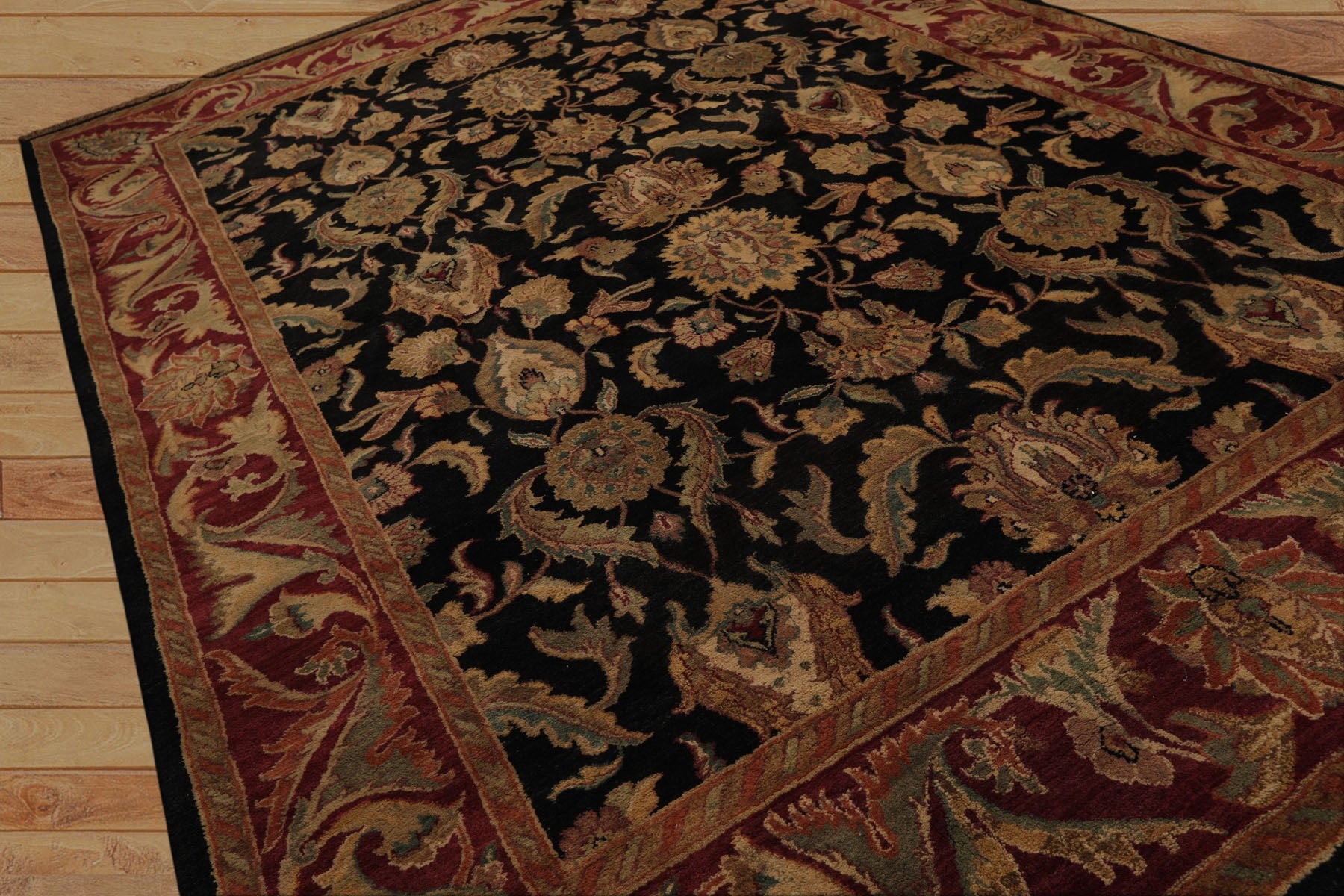 9x12 Charcoal, Rose, Sage Color Hand Knotted Agra wool Traditional Oriental Rug