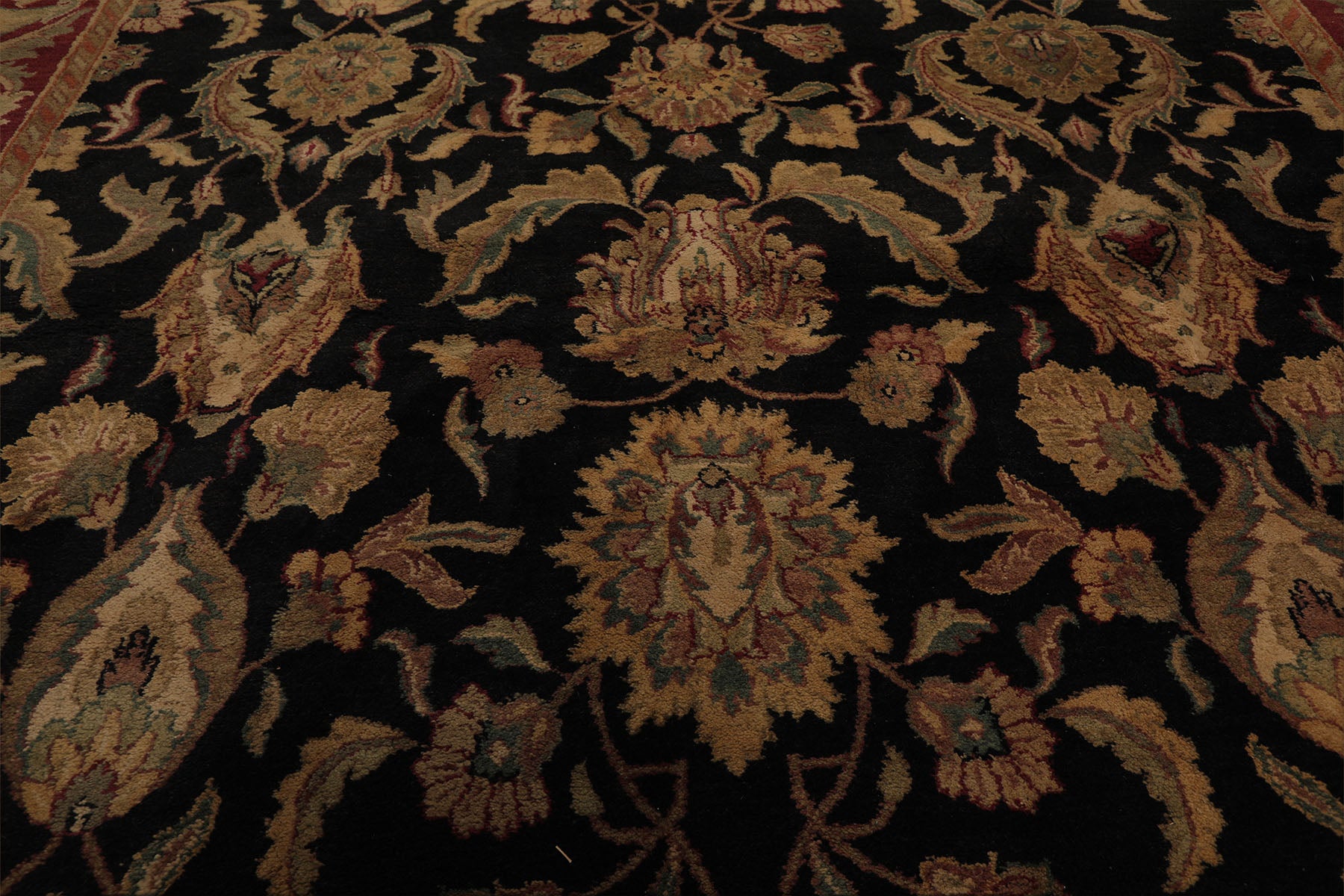 9x12 Charcoal, Rose, Sage Color Hand Knotted Agra wool Traditional Oriental Rug