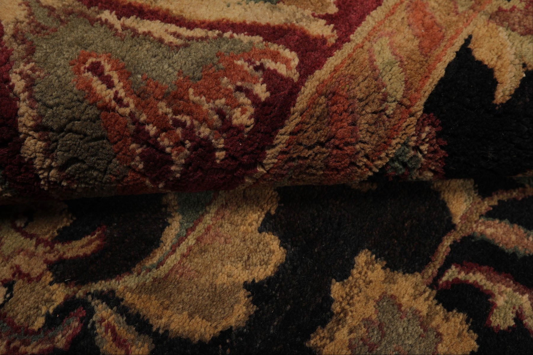 9x12 Charcoal, Rose, Sage Color Hand Knotted Agra wool Traditional Oriental Rug