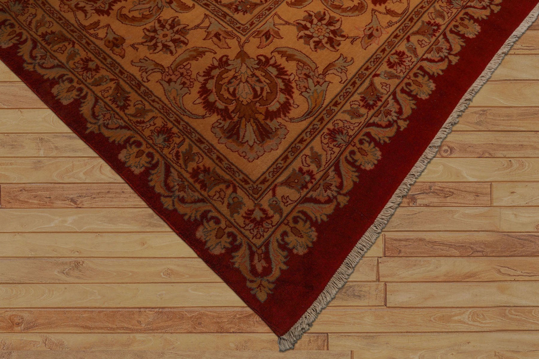 11x16 Burnt Orange, Light Gold, Mint Color Hand Knotted Tabriz wool Traditional Oriental Rug