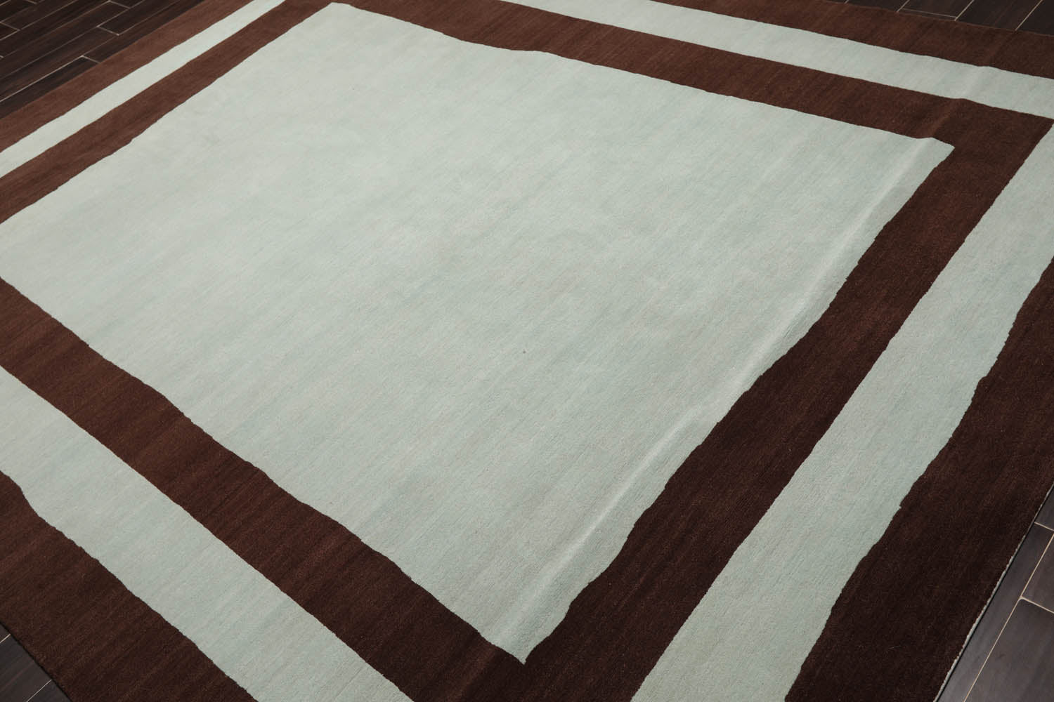 8x10 Aqua, Brown, Color Hand Knotted Geometric 100% Wool Modern Oriental Rug