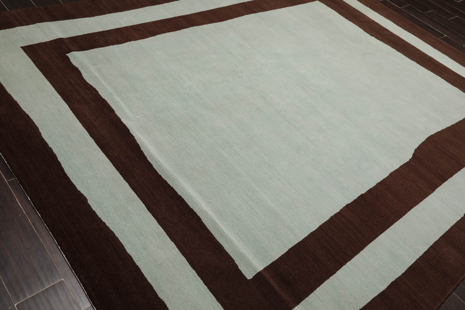 8x10 Aqua, Brown, Color Hand Knotted Geometric 100% Wool Modern Oriental Rug