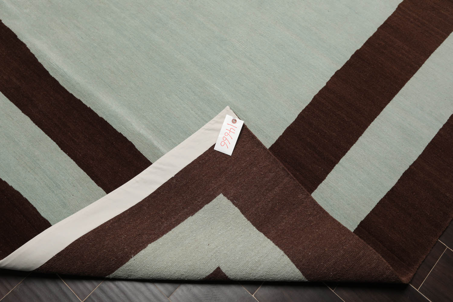 8x10 Aqua, Brown, Color Hand Knotted Geometric 100% Wool Modern Oriental Rug