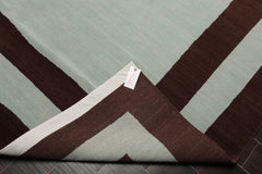 8x10 Aqua, Brown, Color Hand Knotted Geometric 100% Wool Modern Oriental Rug
