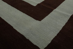 8x10 Aqua, Brown, Color Hand Knotted Geometric 100% Wool Modern Oriental Rug