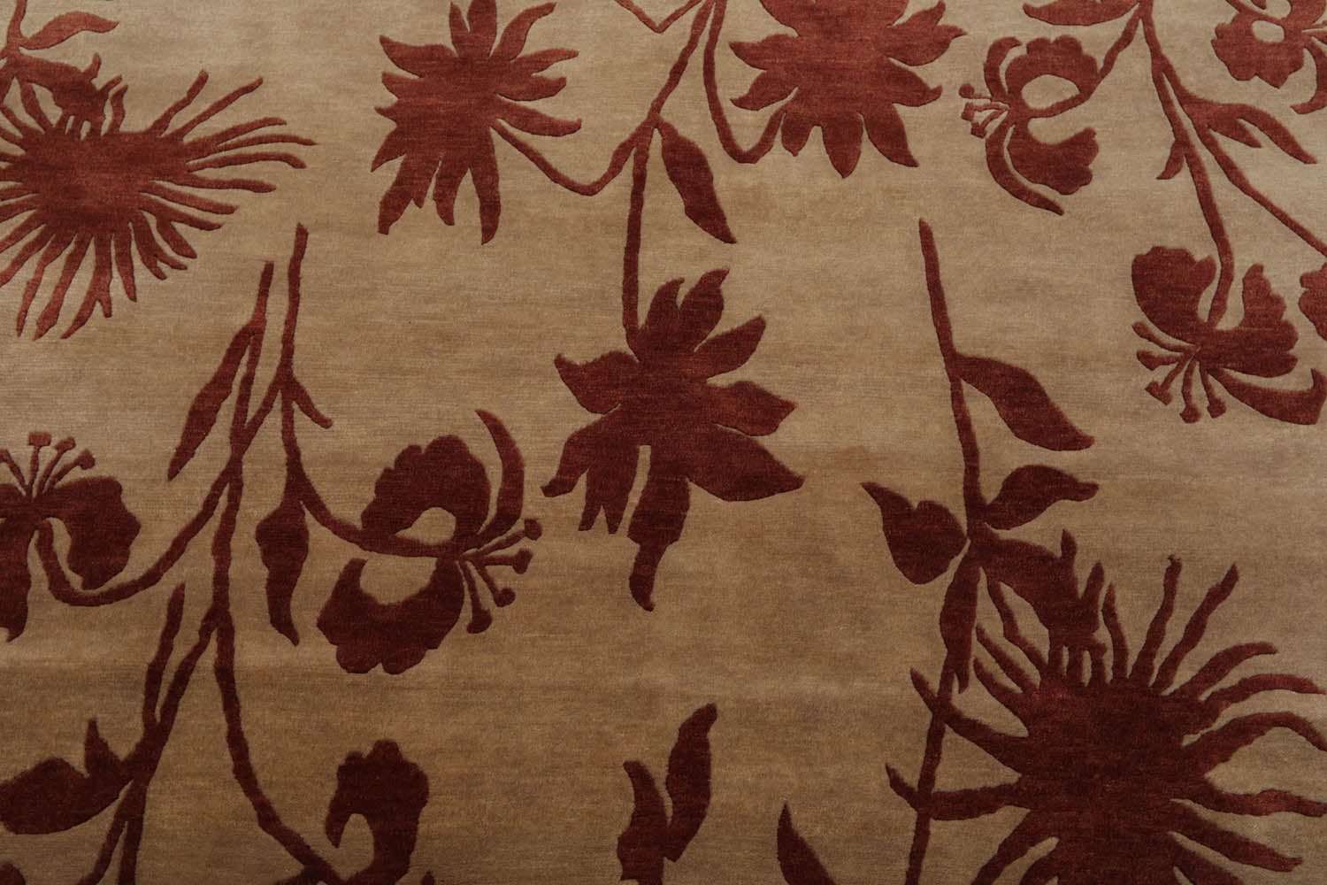 6x9 Beige, Rust, Color Hand Knotted All-Over 100% Wool Transitional Oriental Rug