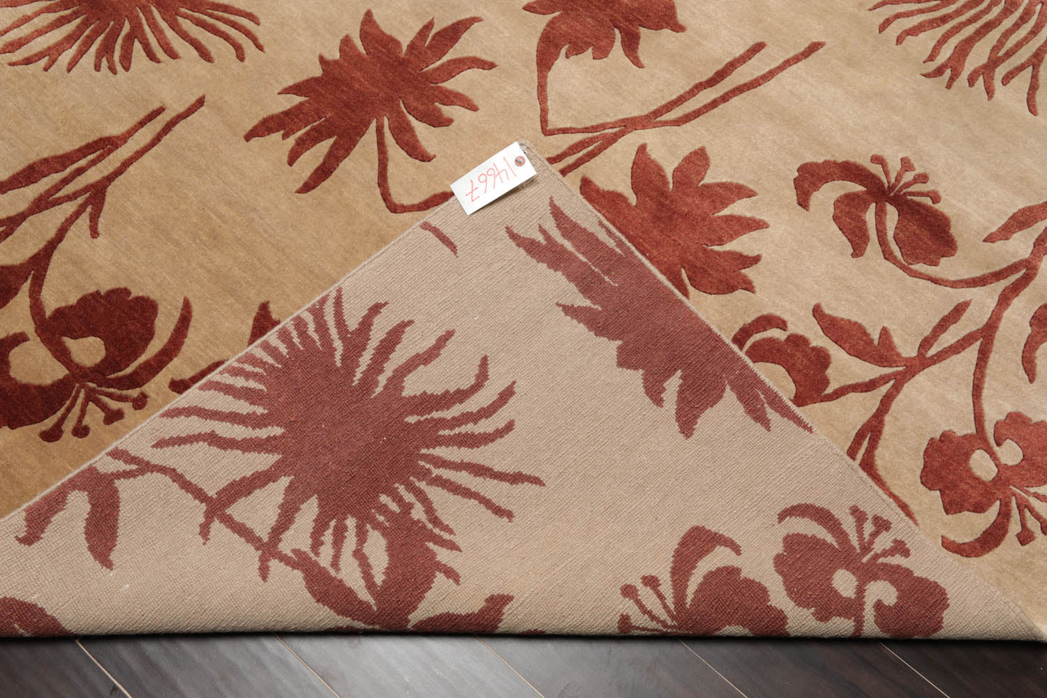 6x9 Beige, Rust, Color Hand Knotted All-Over 100% Wool Transitional Oriental Rug