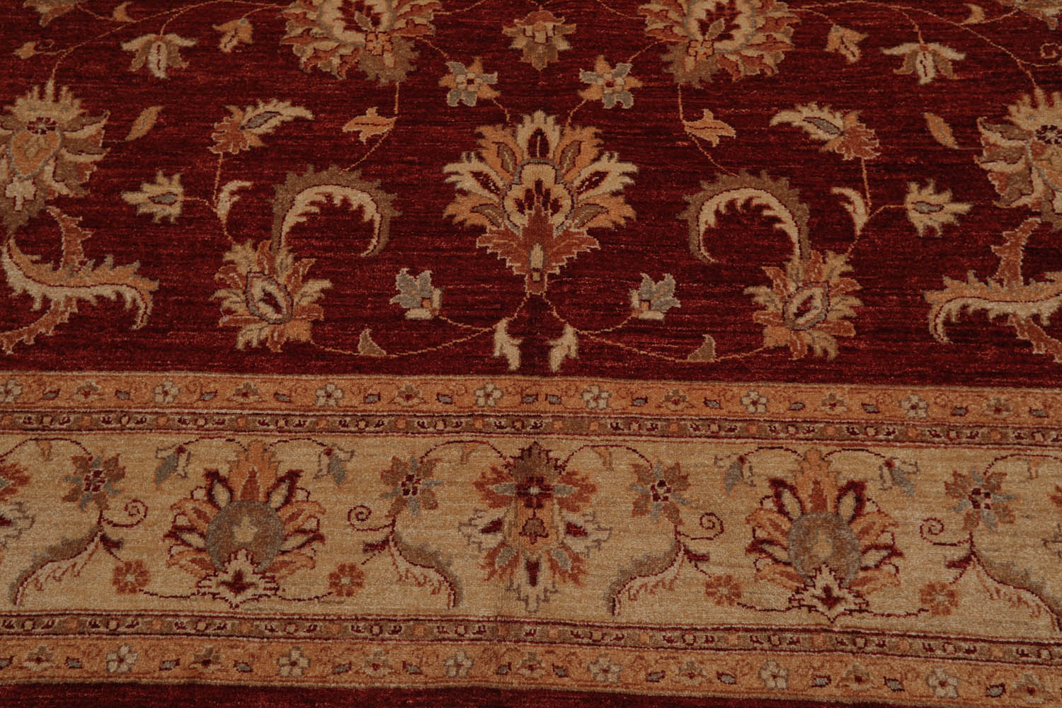 9x12 Red, Light Gold, Peach Color Hand Knotted All-Over 100% Wool Traditional Oriental Rug