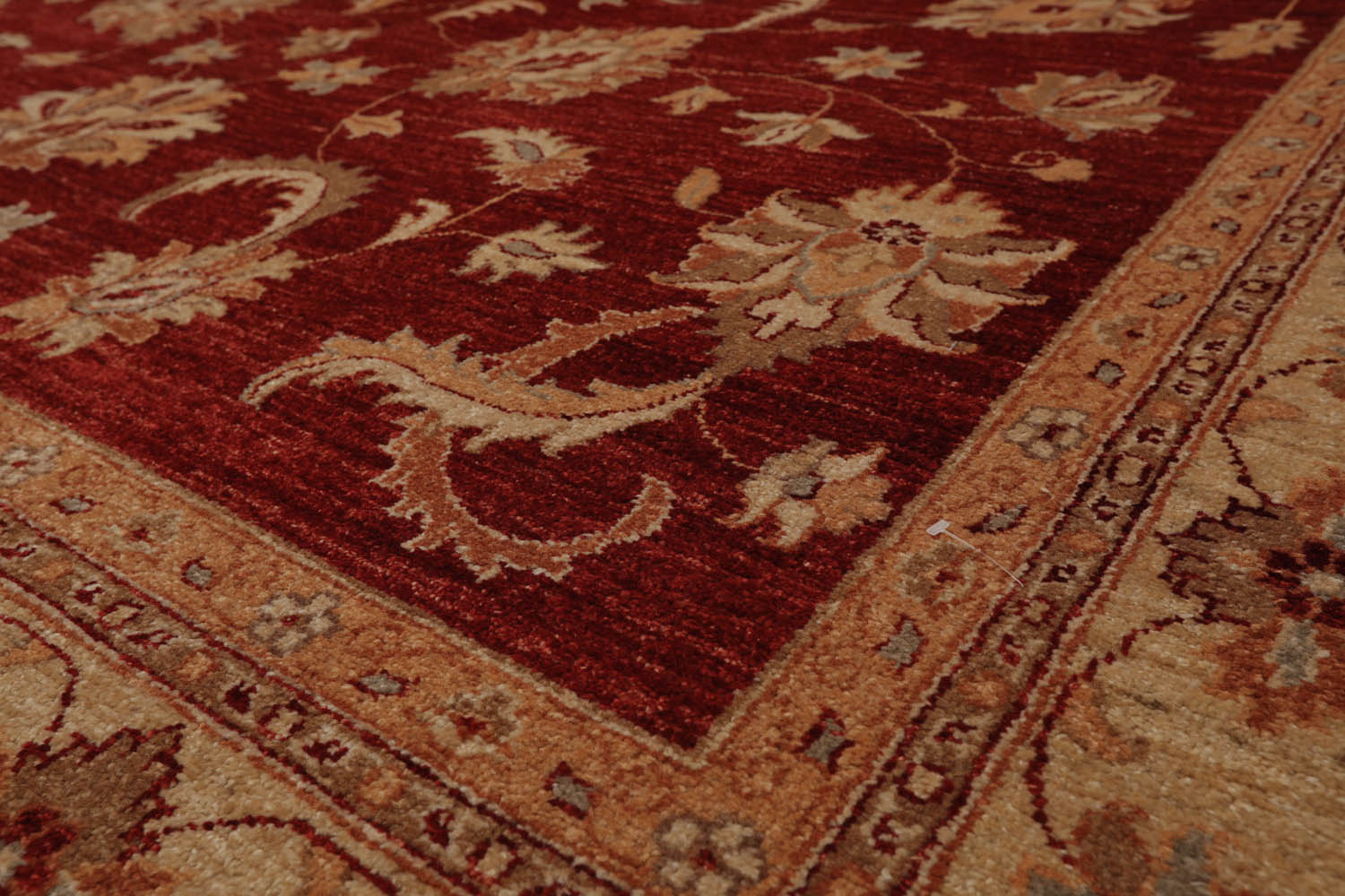 9x12 Red, Light Gold, Peach Color Hand Knotted All-Over 100% Wool Traditional Oriental Rug
