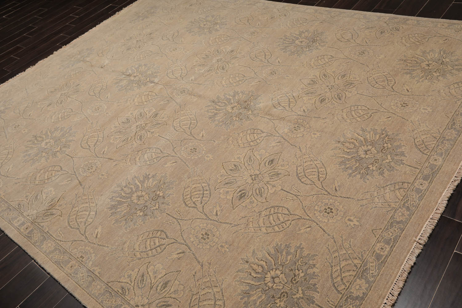 8x10 Gray, Beige, Color Hand Knotted All-Over 100% Wool Transitional Oriental Rug