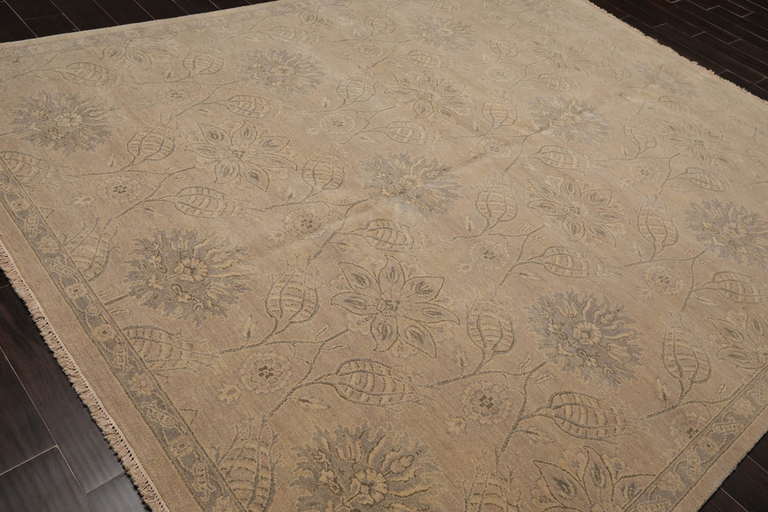 8x10 Gray, Beige, Color Hand Knotted All-Over 100% Wool Transitional Oriental Rug