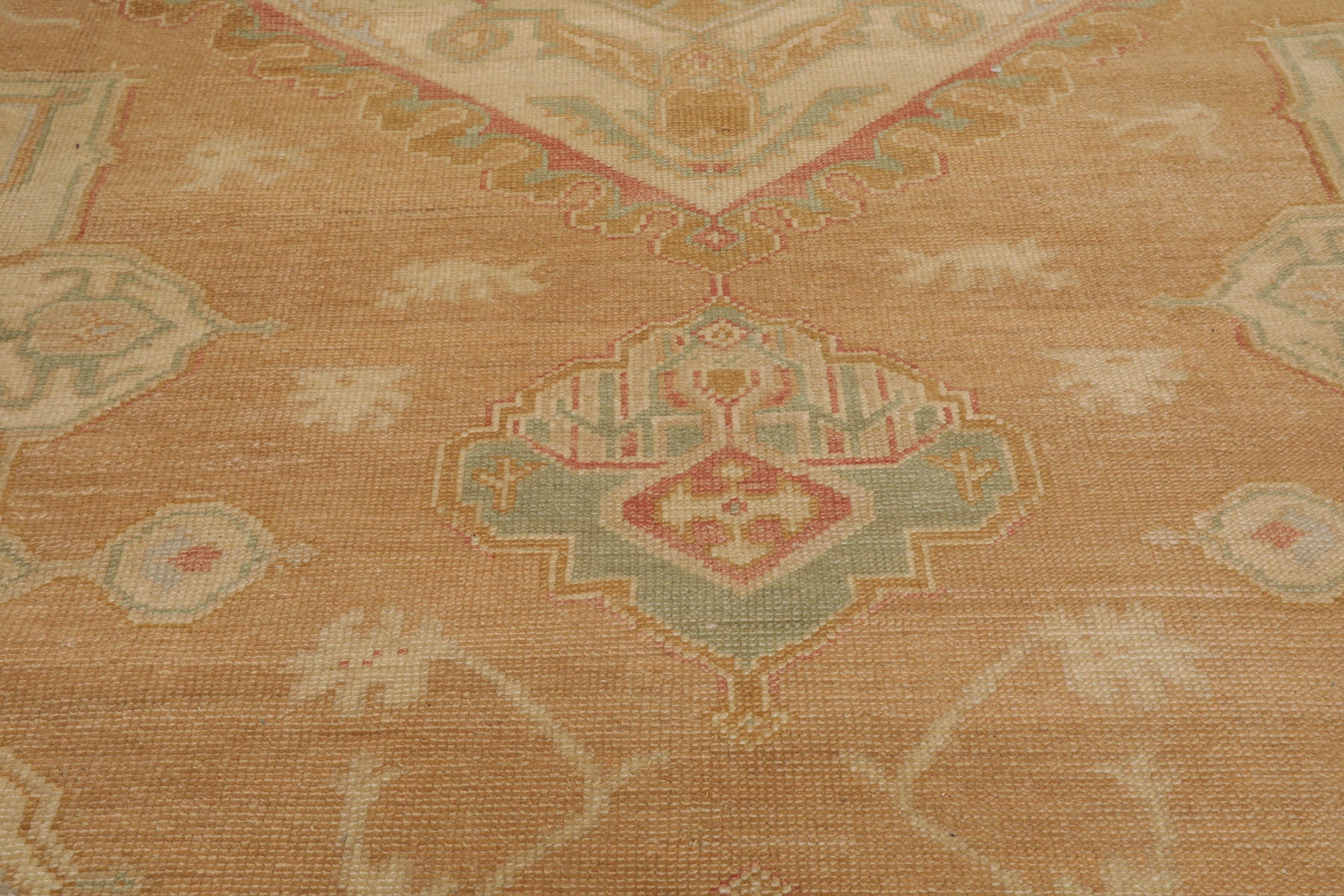 Oversize Tan, Beige, Blush Color Hand Knotted Medallion Wool Traditional Oriental Rug