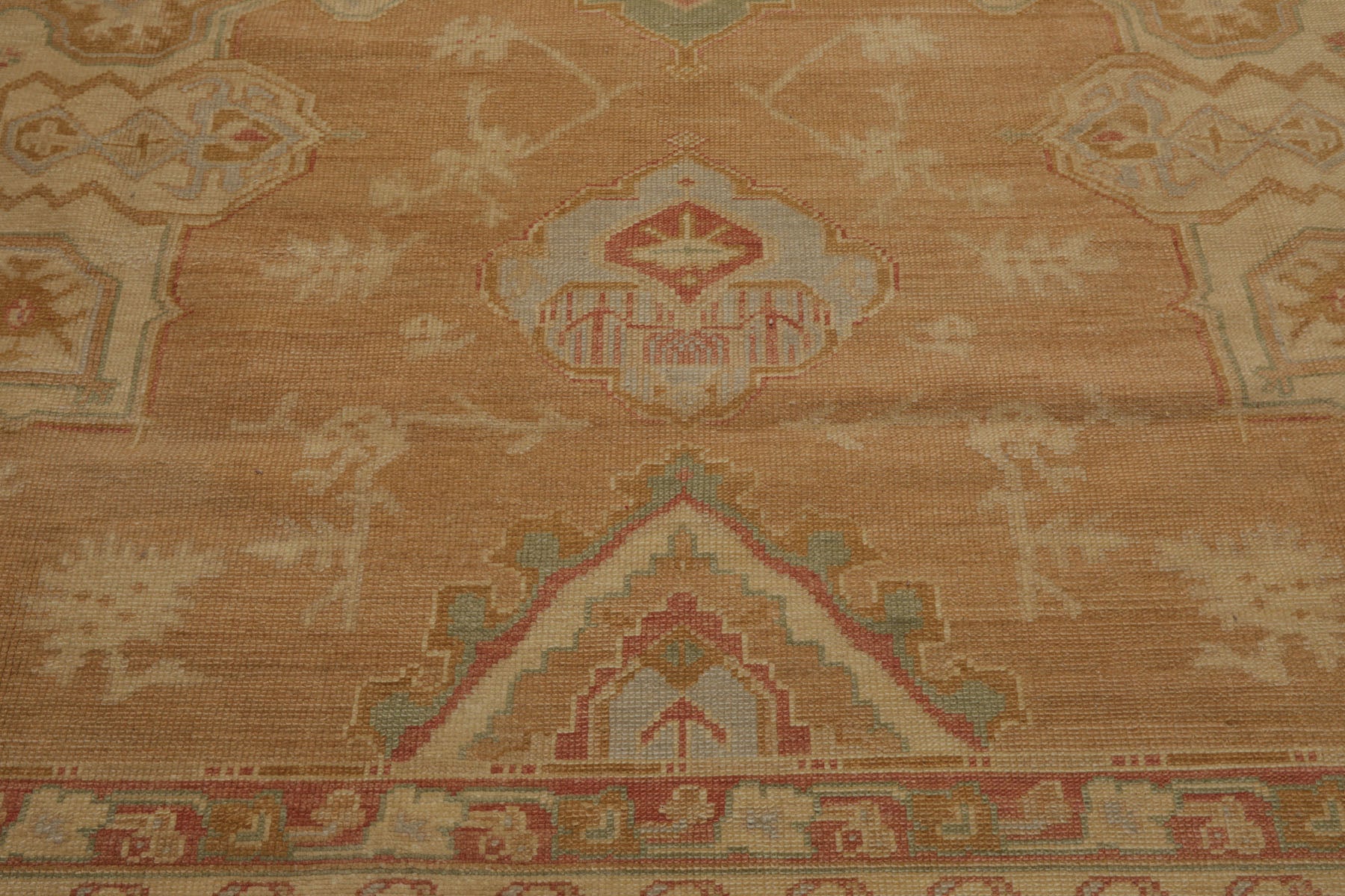 Oversize Tan, Beige, Blush Color Hand Knotted Medallion Wool Traditional Oriental Rug