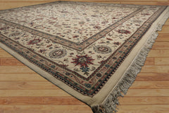 12x15 Ivory, Rose, Sage Color Hand Knotted Kashan wool Traditional Oriental Rug