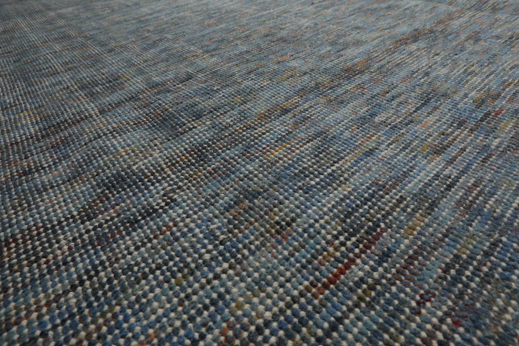 12x15 Gray, Slate, Brown Color Hand Knotted Ribbed Wool Contemporary Oriental Rug