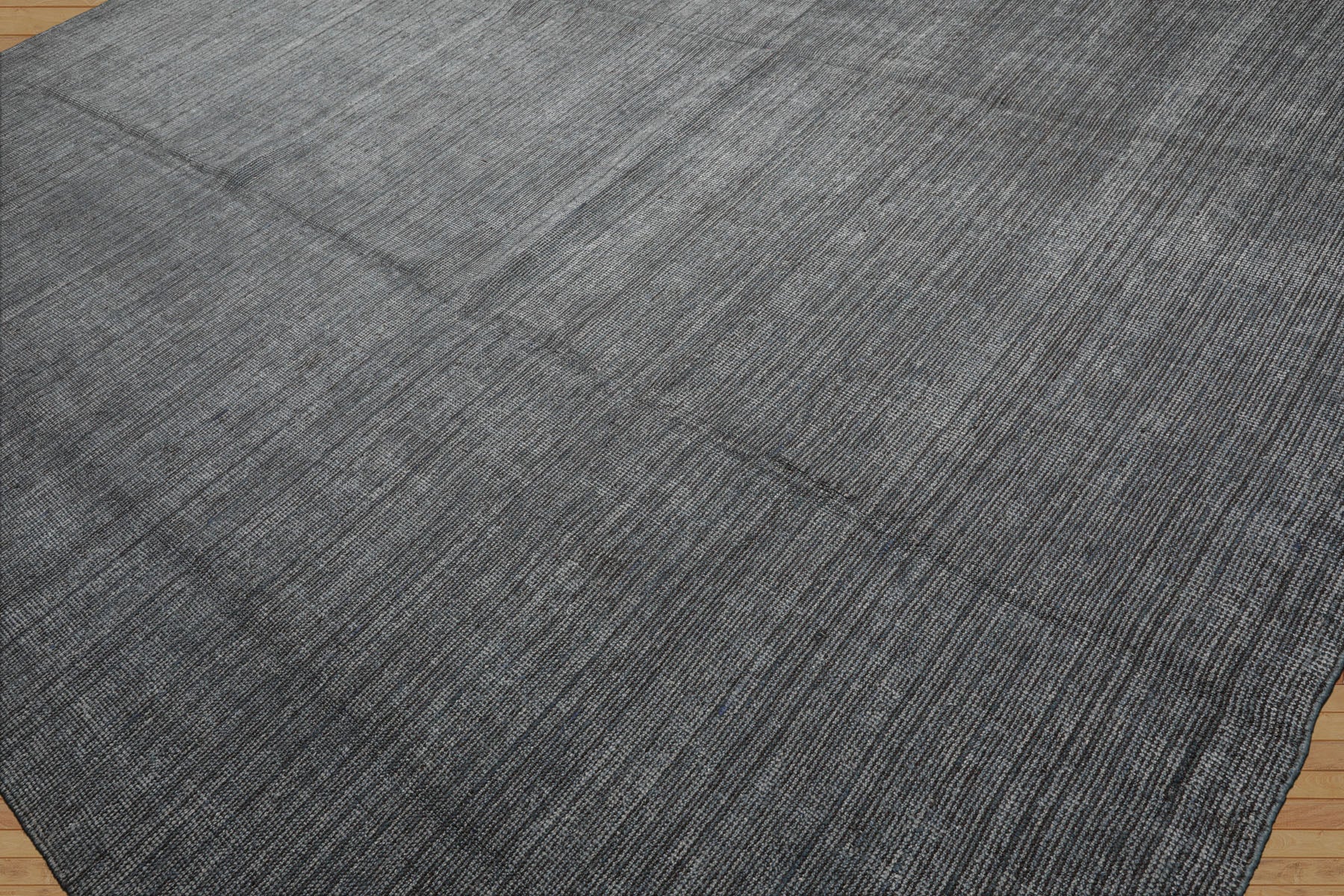 12x15 Gray, Slate, Brown Color Hand Knotted Ribbed Wool Contemporary Oriental Rug