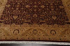 8x10 Burgundy, Light Gold, Brown Color Hand Knotted All-Over 100% Wool Traditional Oriental Rug