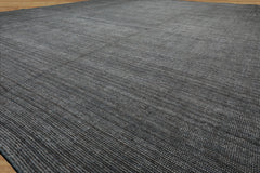 12x15 Gray, Slate, Brown Color Hand Knotted Ribbed Wool Contemporary Oriental Rug