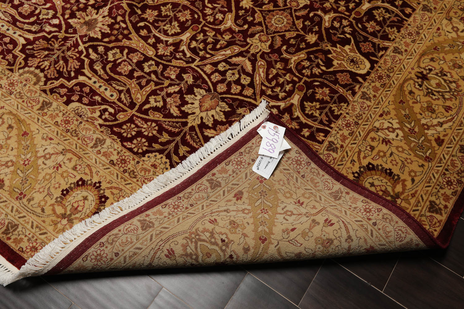 8x10 Burgundy, Light Gold, Brown Color Hand Knotted All-Over 100% Wool Traditional Oriental Rug