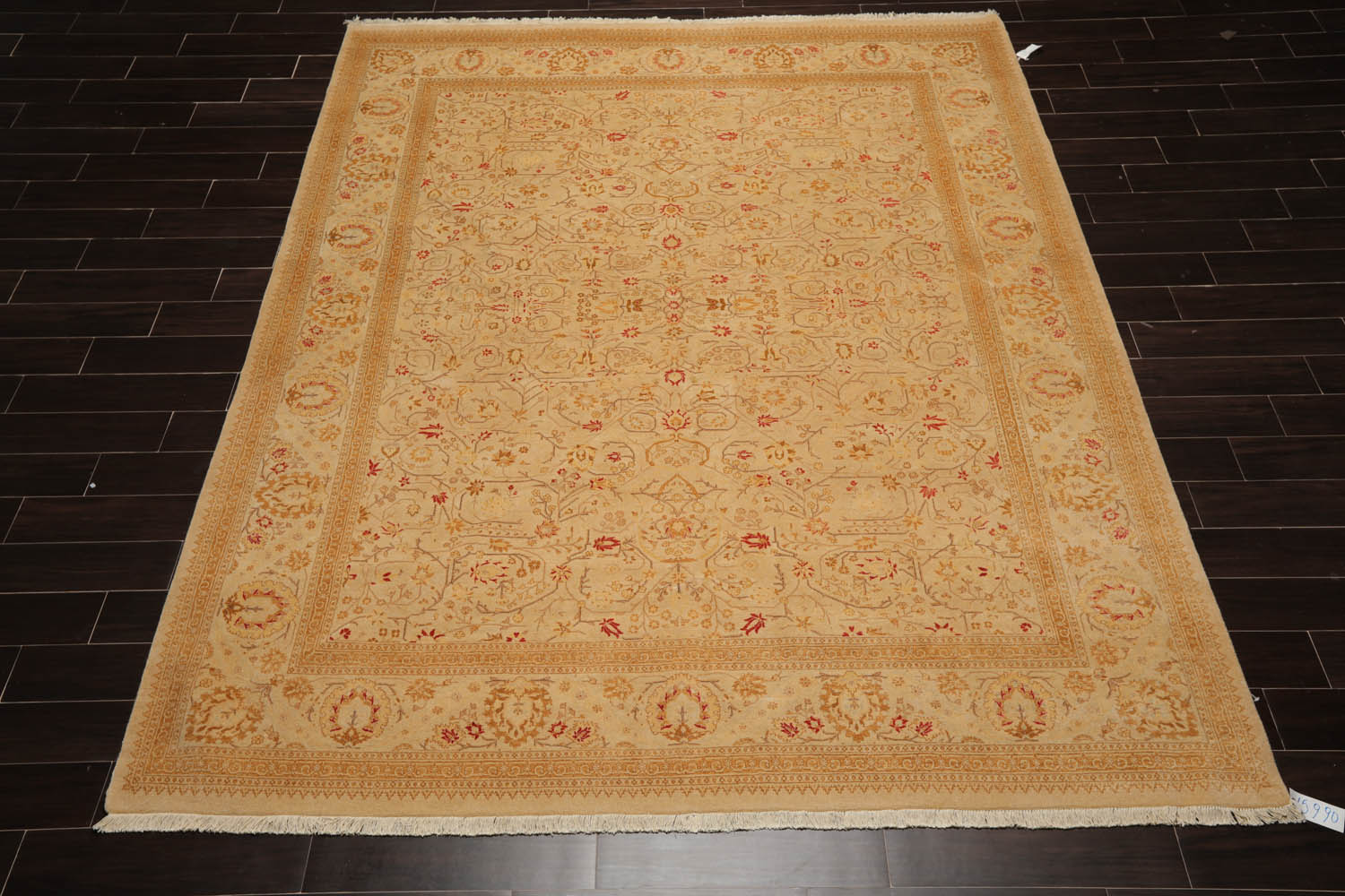 8x10 Tan, Gold, Coral Color Hand Knotted All-Over 100% Wool Traditional Oriental Rug