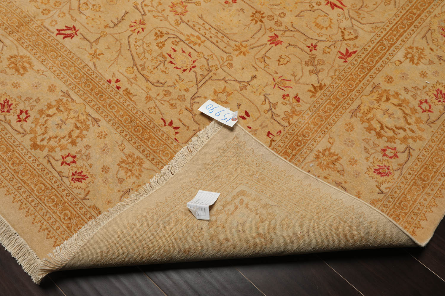 8x10 Tan, Gold, Coral Color Hand Knotted All-Over 100% Wool Traditional Oriental Rug