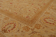 8x10 Tan, Gold, Coral Color Hand Knotted All-Over 100% Wool Traditional Oriental Rug
