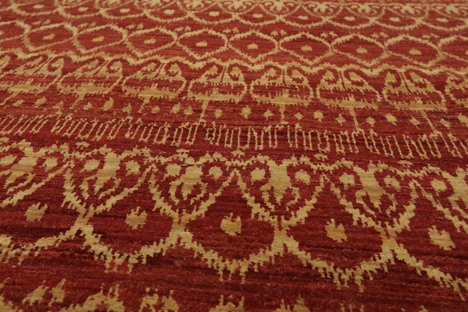 6x9 Teracotta, Light Gold, Brown Color Hand Knotted All-Over 100% Wool Traditional Oriental Rug