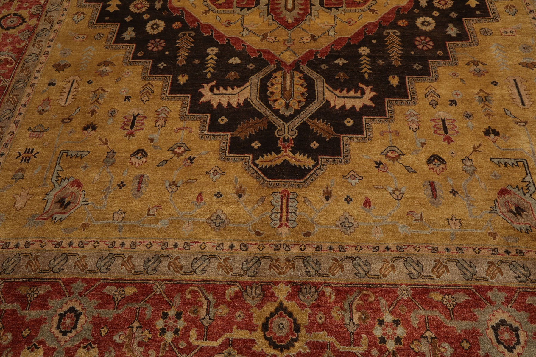 10x14 Gold, Rust, Chocolate Color Hand Knotted Peshawar Wool Traditional Oriental Rug