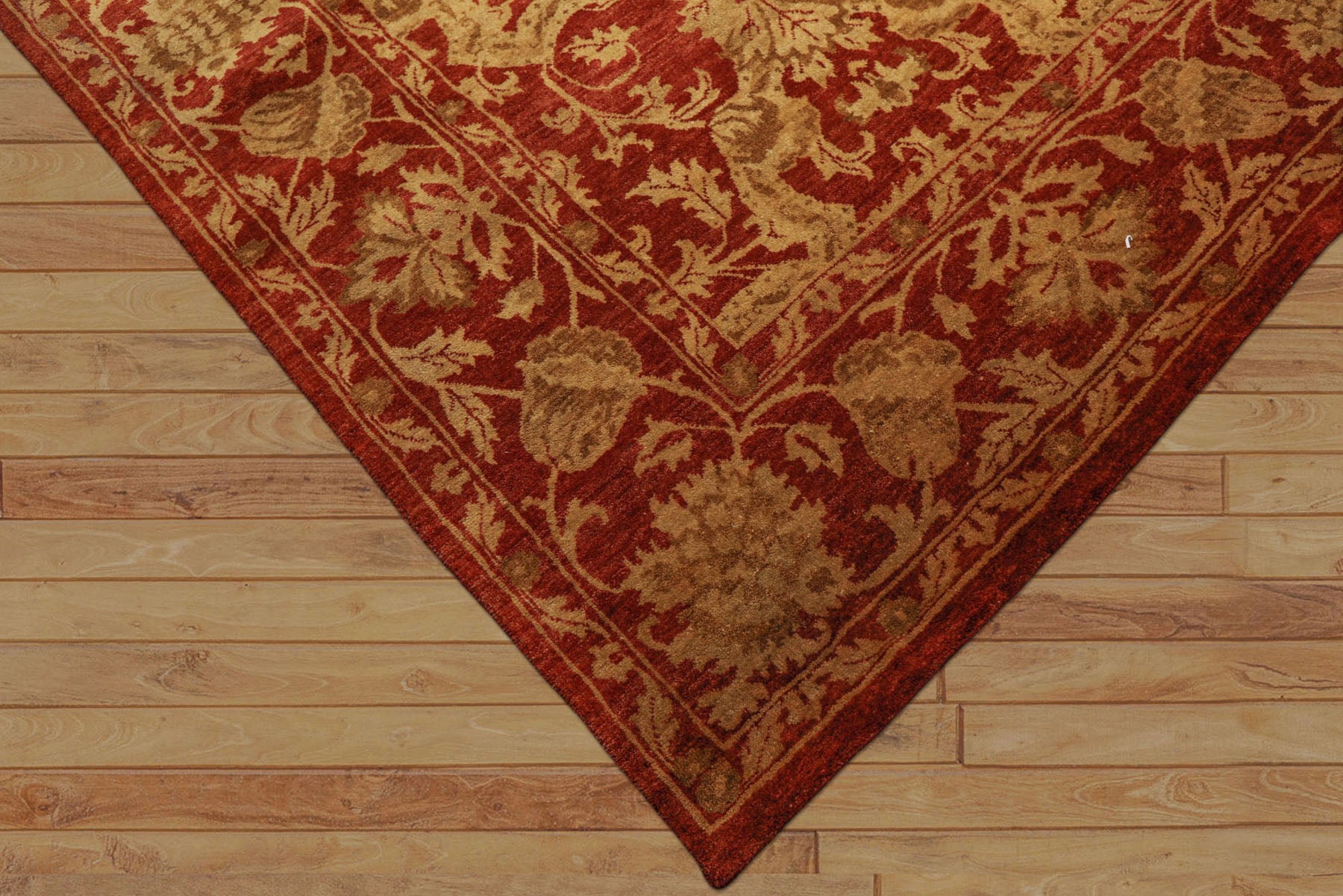 9x12 Burnt Orange, Gold, Olive Color Hand Knotted Jaipur Wool Transitional Oriental Rug