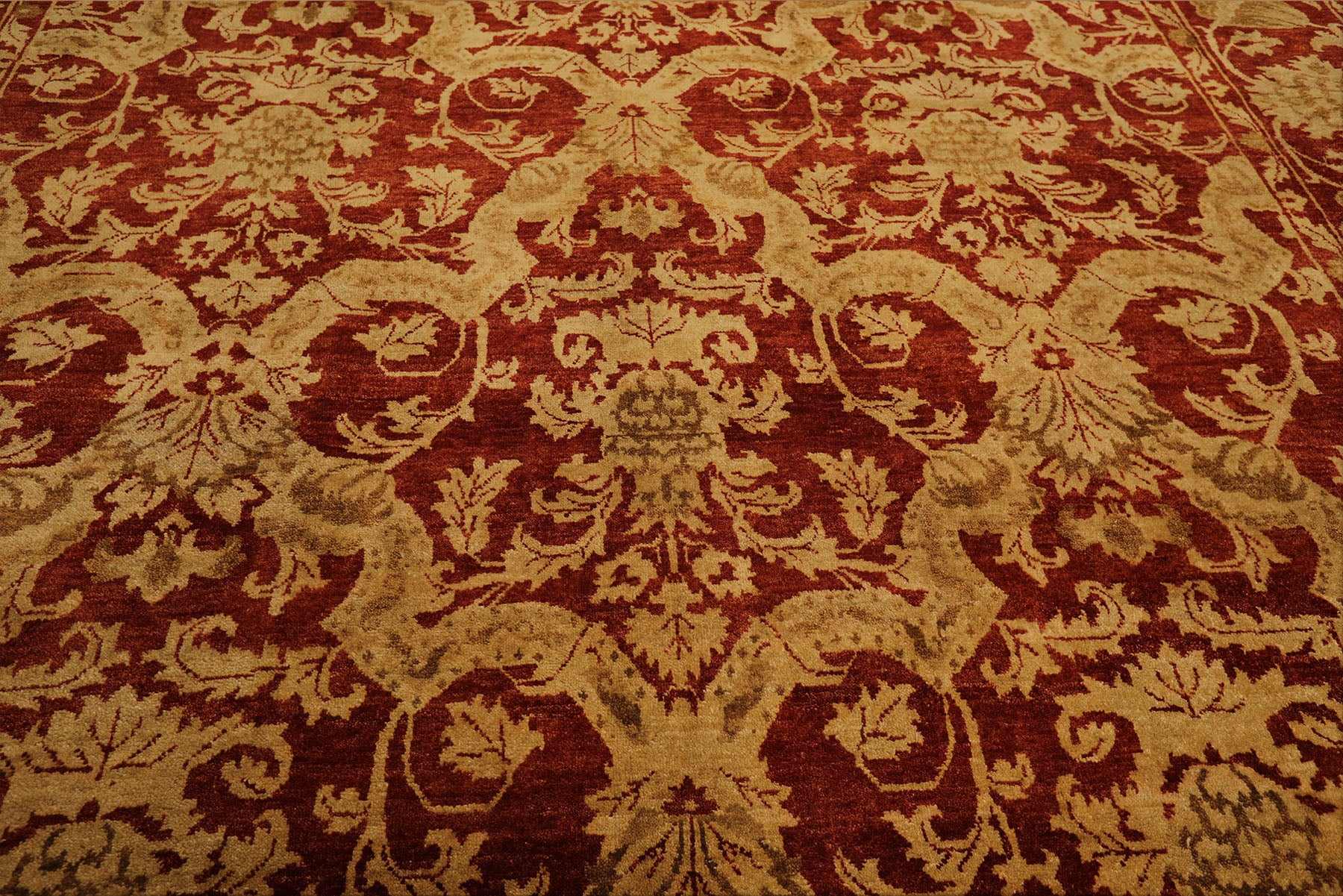 9x12 Burnt Orange, Gold, Olive Color Hand Knotted Jaipur Wool Transitional Oriental Rug