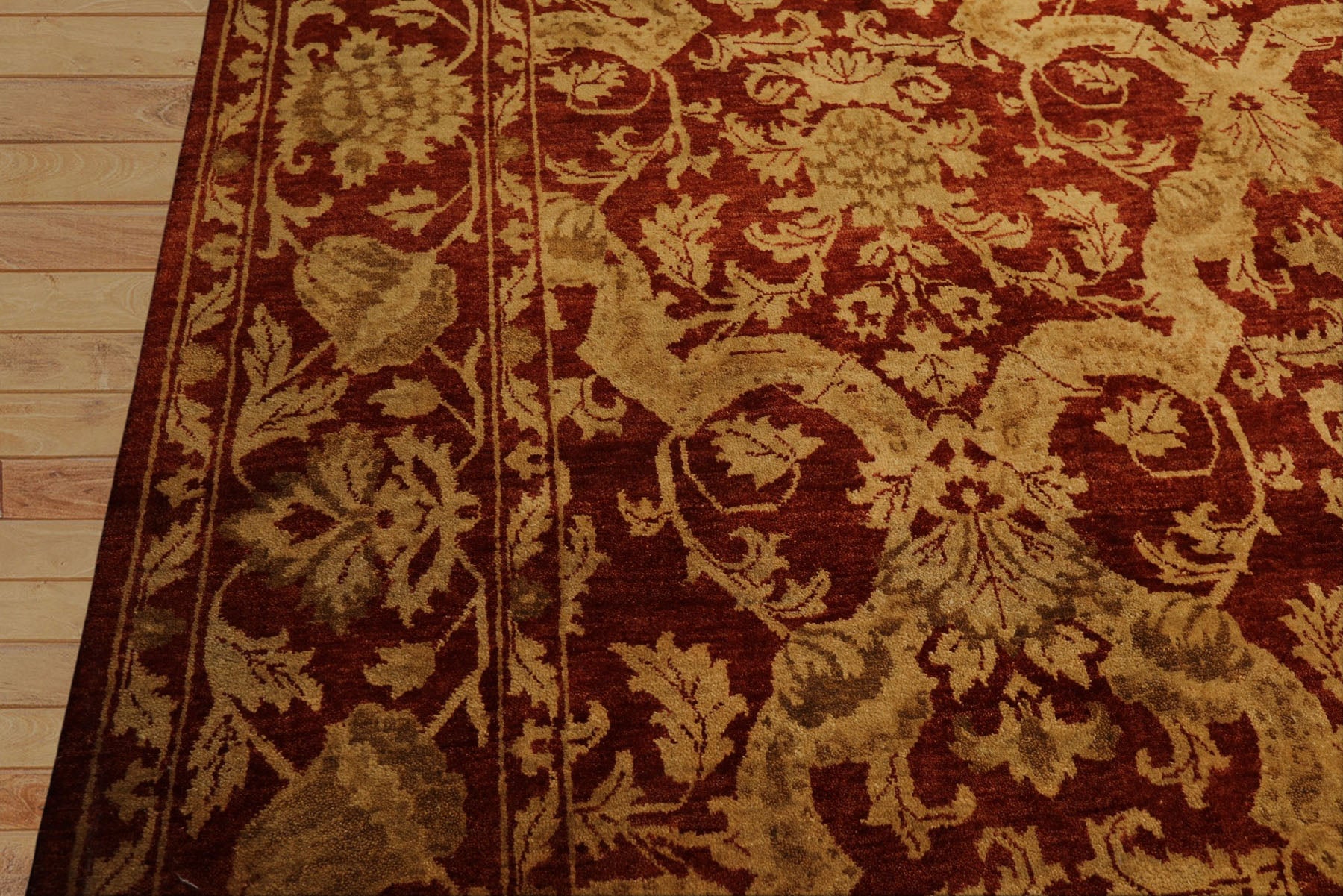 9x12 Burnt Orange, Gold, Olive Color Hand Knotted Jaipur Wool Transitional Oriental Rug