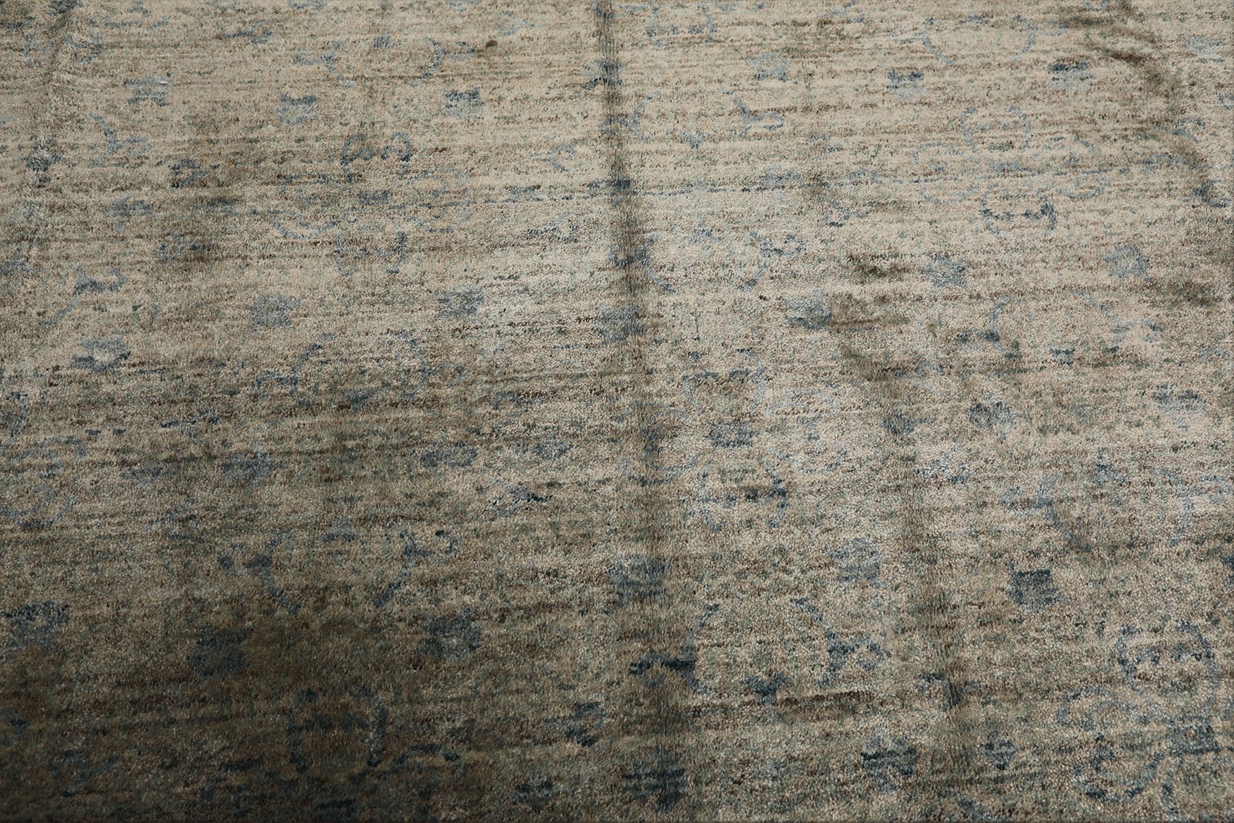 8x10 Silver, Gray, Aqua Color Hand Loomed  Wool & Bamboo Silk Transitional Oriental Rug