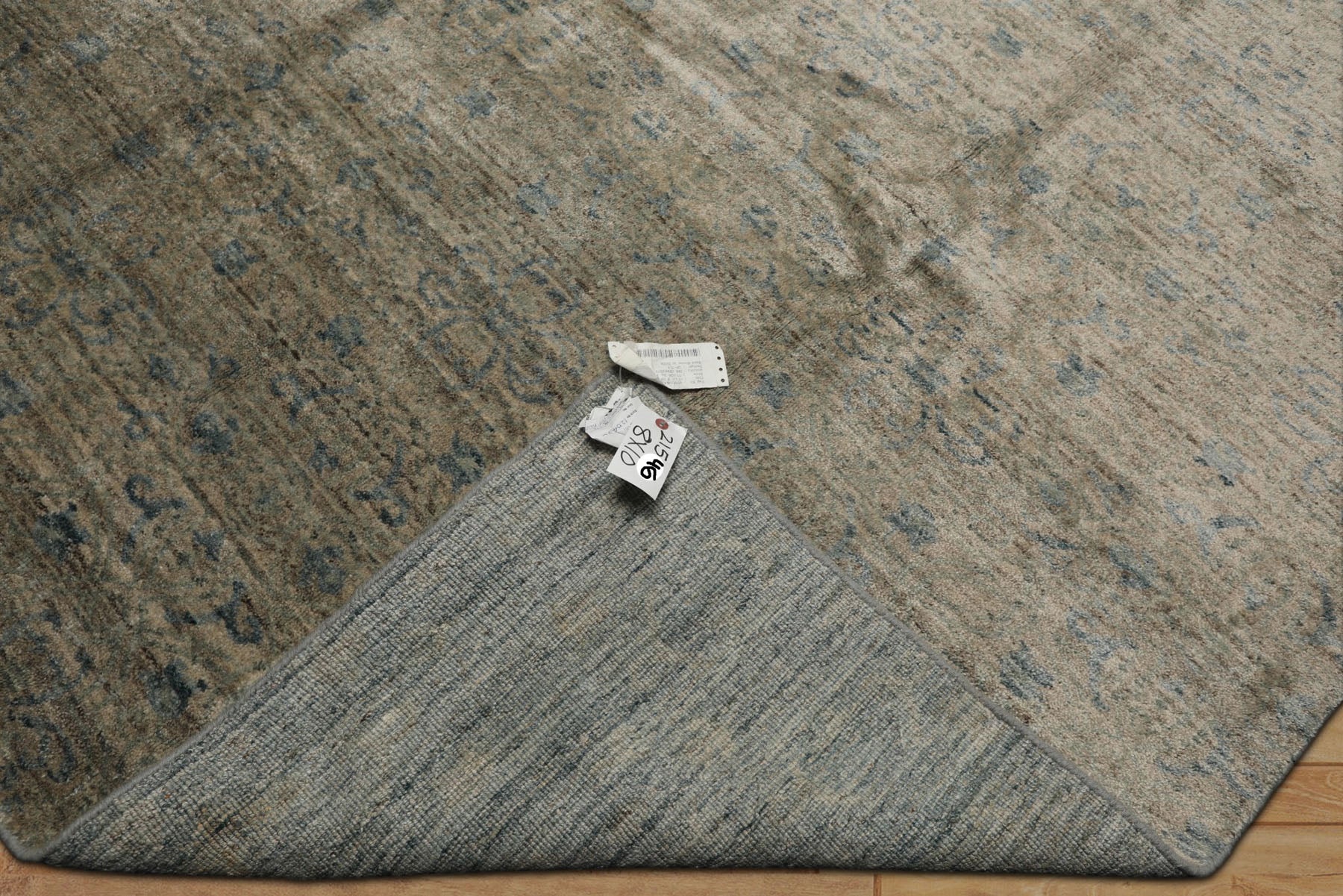 8x10 Silver, Gray, Aqua Color Hand Loomed  Wool & Bamboo Silk Transitional Oriental Rug
