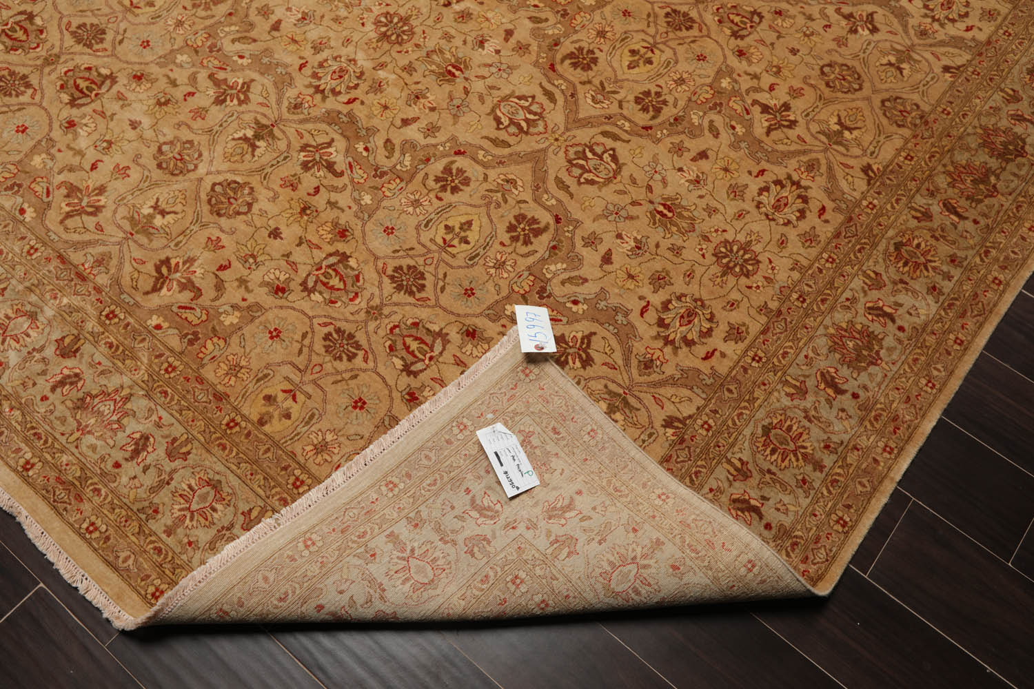 8x10 Tan, Brown, Coral Color Hand Knotted All-Over 100% Wool Traditional Oriental Rug