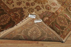8x10 Beige, Green, Rose Color Hand Knotted Agra Wool Traditional Oriental Rug