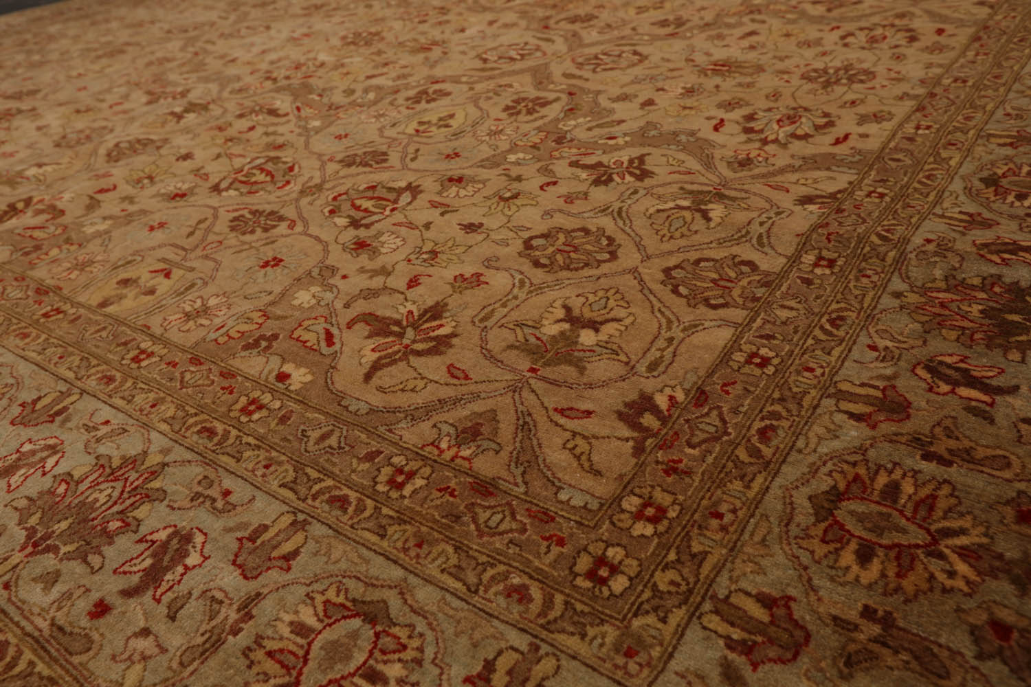 8x10 Tan, Brown, Coral Color Hand Knotted All-Over 100% Wool Traditional Oriental Rug